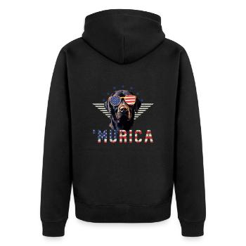 Labrador Sonnenbrille Murica Flagge Geschenk - Unisex Premium Bio Zip Hoodie - Schwarz - Hinten - Nico (187cm)