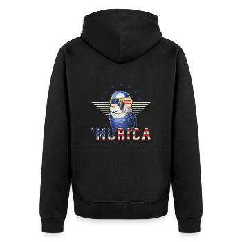 Wellensittich Sonnenbrille Murica Flagge Geschenk - Unisex Premium Bio Zip Hoodie - Schwarz - Hinten - Nico (187cm)