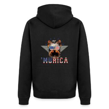 Yorkshire Terrier Sonnenbrille Murica Amerika - Unisex Premium Bio Zip Hoodie - Schwarz - Hinten - Nico (187cm)