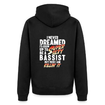 Super Sexy Bassist Musiker Geschenk Bassgitarre - Unisex Premium Bio Zip Hoodie - Schwarz - Hinten - Nico (187cm)