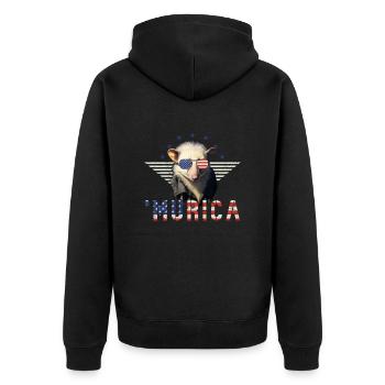 Opossum Sonnenbrille Murica Amerika Geschenk - Unisex Premium Bio Zip Hoodie - Schwarz - Hinten - Nico (187cm)