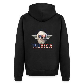Malteser Sonnenbrille Murica Flagge Geschenk - Unisex Premium Bio Zip Hoodie - Schwarz - Hinten - Nico (187cm)