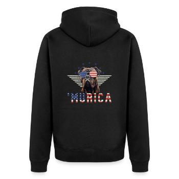 Mastiff Sonnenbrille Murica Amerika Geschenk - Unisex Premium Bio Zip Hoodie - Schwarz - Hinten - Nico (187cm)
