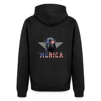 Mastiff Sonnenbrille Murica Amerika Geschenk - Unisex Premium Bio Zip Hoodie - Schwarz - Hinten - Nico (187cm)
