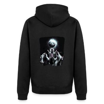 3 Opossum Moon Funny Meme Possum Gift - Unisex Premium Organic Zip Hoodie - black - Back - Nico (187cm)