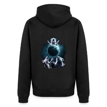 3 Opossum Mond Lustige Memes Possum Geschenk - Unisex Premium Bio Zip Hoodie - Schwarz - Hinten - Nico (187cm)