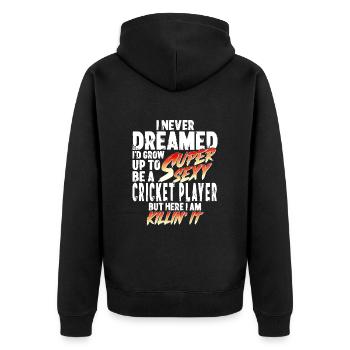 Super Sexy Cricketspieler Cricket Geschenk - Unisex Premium Bio Zip Hoodie - Schwarz - Hinten - Nico (187cm)