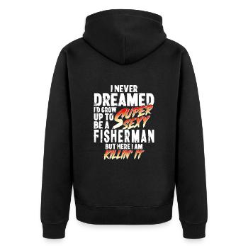 Super Sexy pêcheur pêche cadeau pêcheur - Veste à capuche bio Premium Unisexe - noir - Dos - Nico (187cm)