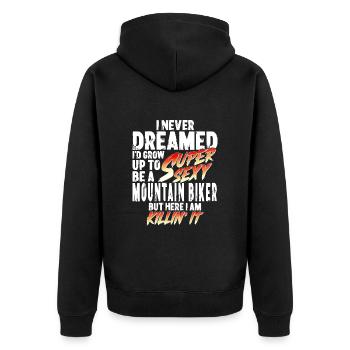 Super Sexy Mountain Biker Mountain Biking Gift - Unisex Premium Organic Zip Hoodie - black - Back - Nico (187cm)