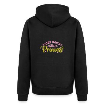 Step Dad's little Princess - Unisex Premium Bio Zip Hoodie - Schwarz - Hinten - Nico (187cm)