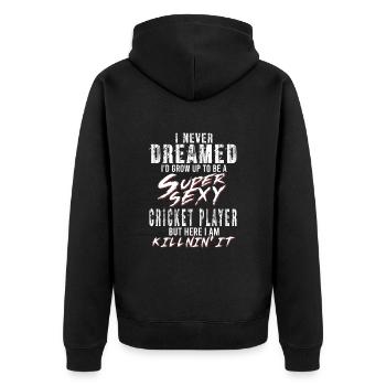 Super Sexy Cricketspieler Cricket Geschenk - Unisex Premium Bio Zip Hoodie - Schwarz - Hinten - Nico (187cm)