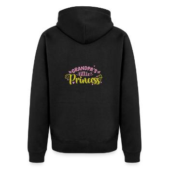 Grandpa's little Princess - Unisex Premium Bio Zip Hoodie - Schwarz - Hinten - Nico (187cm)