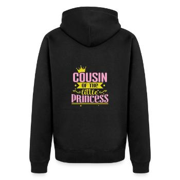 Cousin of the little Princess - Unisex Premium Bio Zip Hoodie - Schwarz - Hinten - Nico (187cm)