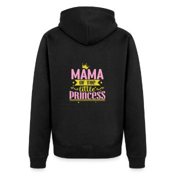 Mama of the little Princess - Unisex Premium Bio Zip Hoodie - Schwarz - Hinten - Nico (187cm)