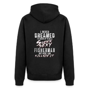 Super Sexy pêcheur pêche cadeau pêcheur - Veste à capuche bio Premium Unisexe - noir - Dos - Nico (187cm)