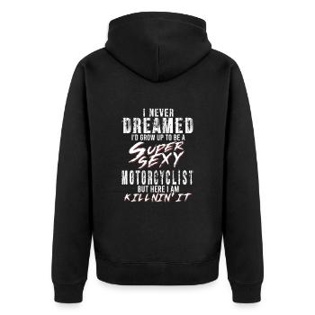 Super Sexy Motard Motard Cadeau Moto - Veste à capuche bio Premium Unisexe - noir - Dos - Nico (187cm)