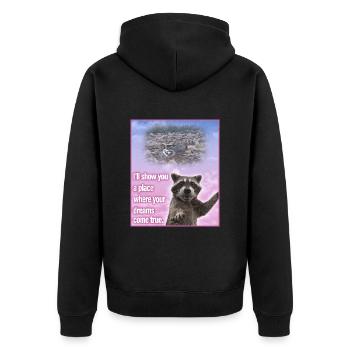 Raccoon Trash Panda Raccoon Meme Gift - Unisex Premium Organic Zip Hoodie - black - Back - Nico (187cm)