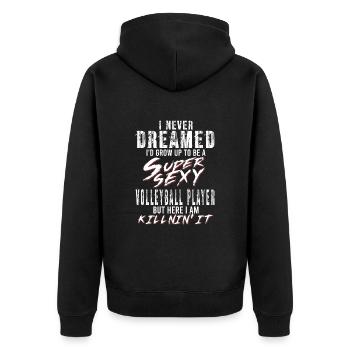 Super Sexy Volleyballspieler Volleyball Geschenk - Unisex Premium Bio Zip Hoodie - Schwarz - Hinten - Nico (187cm)