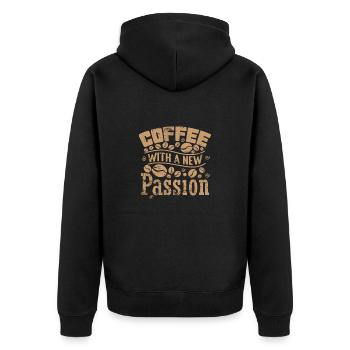 Coffee with new Passion Caffeine - Unisex Premium Organic Zip Hoodie - black - Back - Nico (187cm)