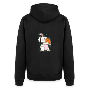 Easter bunny with an Easter egg - Unisex Premium Organic Zip Hoodie - black - Back - Nico (187cm)