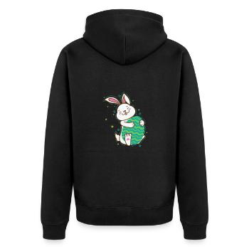 Easter Bunny with Easter Egg Spring - Unisex Premium Organic Zip Hoodie - black - Back - Nico (187cm)