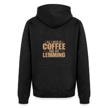 All I need is Coffee and my Lemming Nagetier - Unisex Premium Bio Zip Hoodie - Schwarz - Hinten - Nico (187cm)