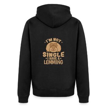 I'm not Single I have a Lemming Nagetier - Unisex Premium Bio Zip Hoodie - Schwarz - Hinten - Nico (187cm)