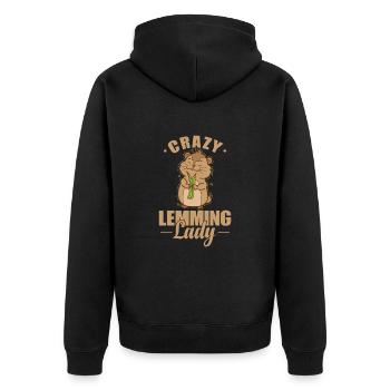 Crazy Lemming Lady Nagetier - Unisex Premium Bio Zip Hoodie - Schwarz - Hinten - Nico (187cm)