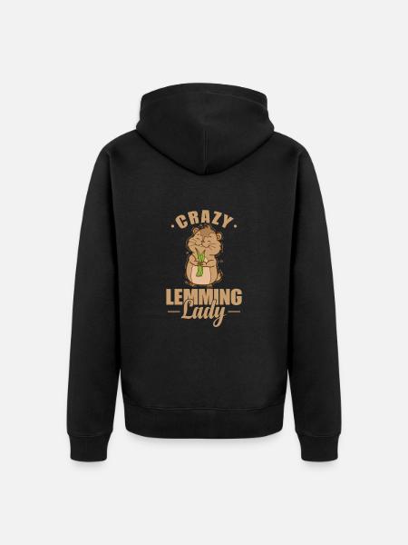 Crazy Lemming Lady Rodent - Unisex Premium Organic Zip Hoodie - black