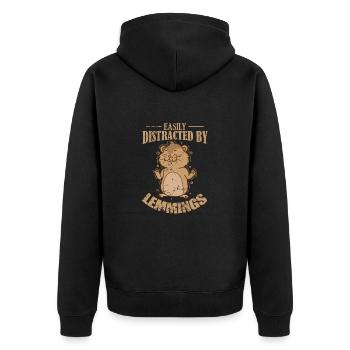 Easily Distracted by Lemmings Nagetier - Unisex Premium Bio Zip Hoodie - Schwarz - Hinten - Nico (187cm)