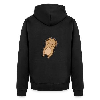 Lemming freut sich Nagetier - Unisex Premium Bio Zip Hoodie - Schwarz - Hinten - Nico (187cm)