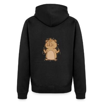 Lemming ist glücklich Nagetier - Unisex Premium Bio Zip Hoodie - Schwarz - Hinten - Nico (187cm)
