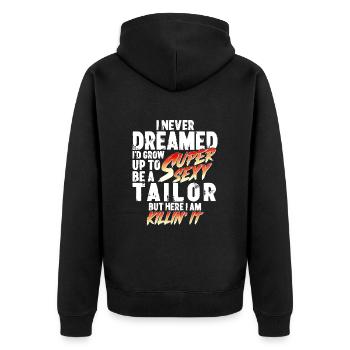 Super Sexy Tailor Seamstress Gift - Unisex Premium Organic Zip Hoodie - black - Back - Nico (187cm)