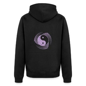 Muster Yin and Yang Symbol Zeichen Harmonie - Unisex Premium Bio Zip Hoodie - Schwarz - Hinten - Nico (187cm)