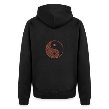Yin and Yang Harmonie Energie - Unisex Premium Bio Zip Hoodie - Schwarz - Hinten - Nico (187cm)