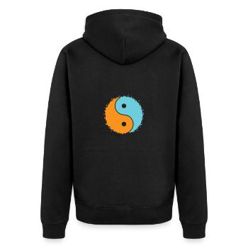 Orange Blau Yin and Yang Symbol - Unisex Premium Bio Zip Hoodie - Schwarz - Hinten - Nico (187cm)