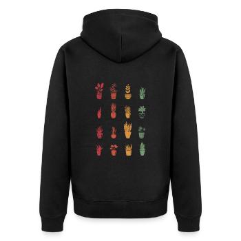 Potted Plants Retro Gardener Garden Gift Plants - Unisex Premium Organic Zip Hoodie - black - Back - Nico (187cm)