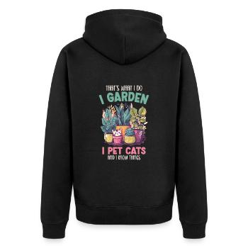 I Garden I Pet Cats Pflanzen Pflanzen Geschenk - Unisex Premium Bio Zip Hoodie - Schwarz - Hinten - Nico (187cm)