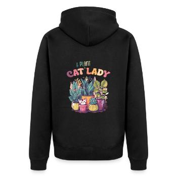 Cat And Plant Lady Garden Botanist Gardener - Unisex Premium Organic Zip Hoodie - black - Back - Nico (187cm)