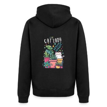 Chat Et Plante Dame Jardinier Botaniste - Veste à capuche bio Premium Unisexe - noir - Dos - Nico (187cm)