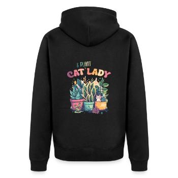 Cat And Plant Lady Garten Gartenliebhaber Gärtner - Unisex Premium Bio Zip Hoodie - Schwarz - Hinten - Nico (187cm)