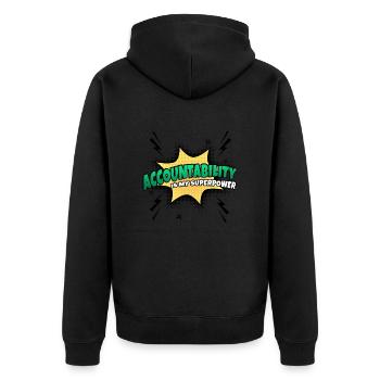 Accountability is my superpower - Unisex Premium Organic Zip Hoodie - black - Back - Nico (187cm)