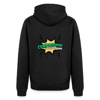 Mitgefühl Ist Meine Superkraft Eigenschaft - Unisex Premium Bio Zip Hoodie - Schwarz - Hinten - Nico (187cm)