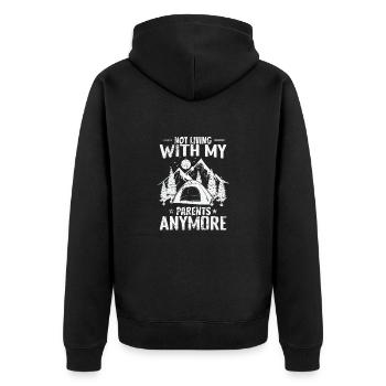 not Living with my Parents anymore Camping - Unisex Premium Bio Zip Hoodie - Schwarz - Hinten - Nico (187cm)