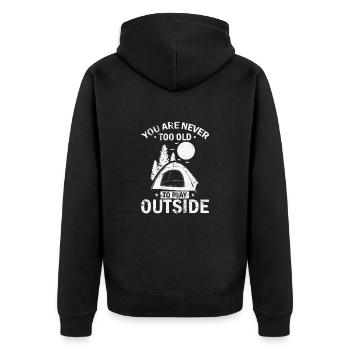 Vous n’êtes jamais trop vieux pour jouer au camping extérieur - Veste à capuche bio Premium Unisexe - noir - Dos - Nico (187cm)