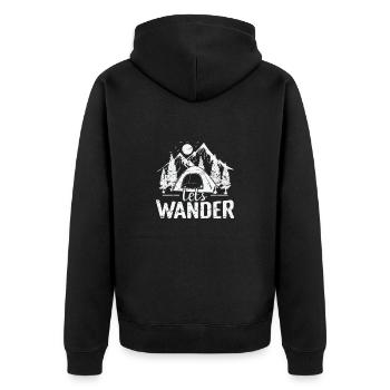 Let's Wander Camping Urlaub Berge - Unisex Premium Bio Zip Hoodie - Schwarz - Hinten - Nico (187cm)