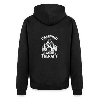 Le camping est mon séjour thérapeutique préféré - Veste à capuche bio Premium Unisexe - noir - Dos - Nico (187cm)