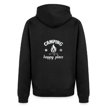 Le camping est mon lieu de villégiature - Veste à capuche bio Premium Unisexe - noir - Dos - Nico (187cm)