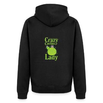 Crazy Cactus Lady Plant - Unisex Premium Organic Zip Hoodie - black - Back - Nico (187cm)