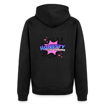 Ehrlichkeit Ist Meine Superkraft Eigenschaft - Unisex Premium Bio Zip Hoodie - Schwarz - Hinten - Nico (187cm)